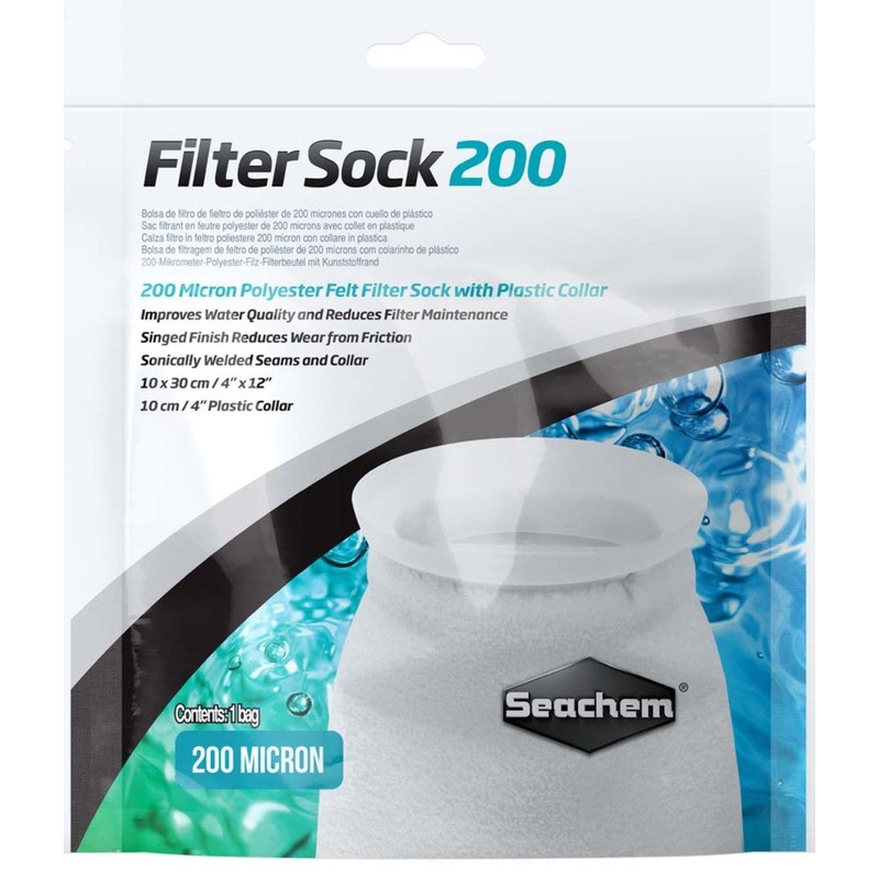 Seachem Laboratories Welded Filter Sock with Plastic Collar 200 micron