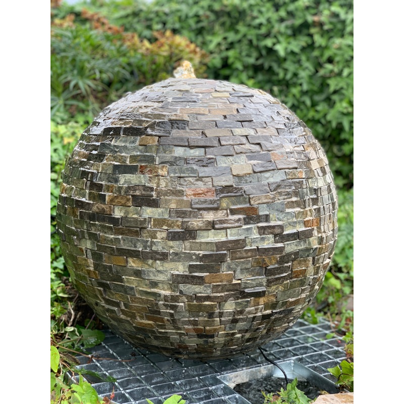 Sphere Fountain Rustic Slate Garden Water Feature Diameter 60cm