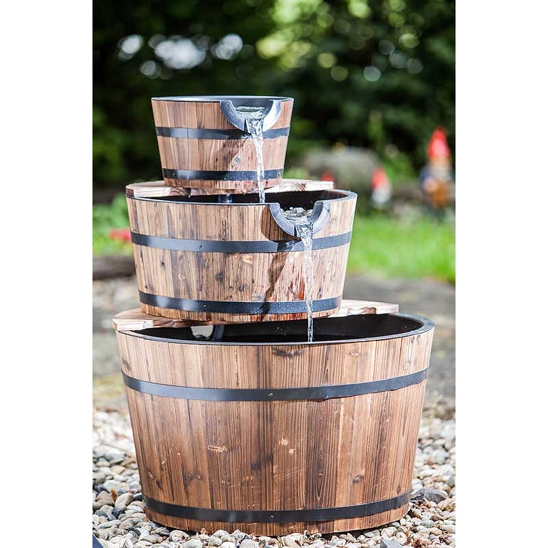 Heissner Water Features 3 Tier Wooden Barrel