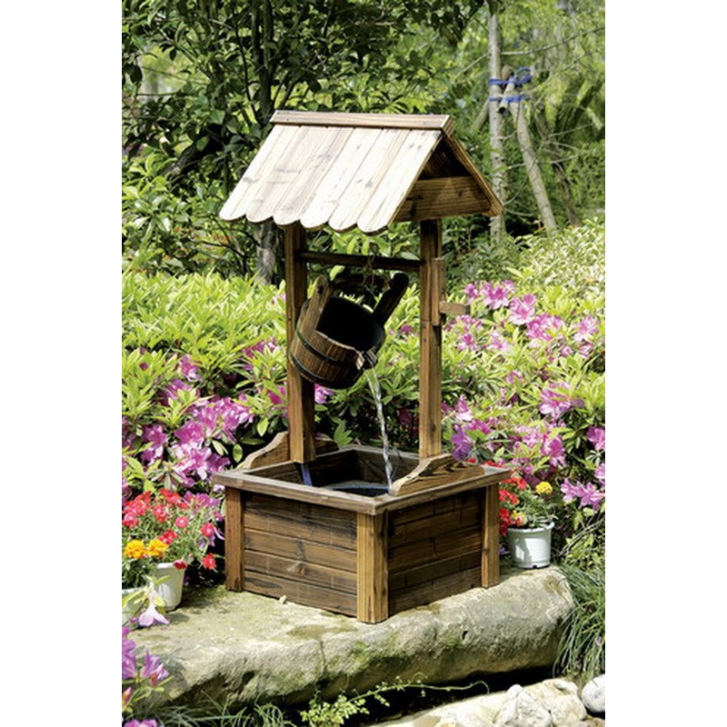 Heissner Water Features Wooden Wishing Well