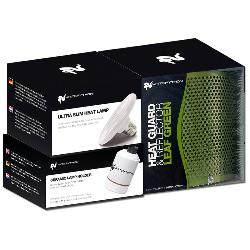 White Python Ceramic Heater, Holder, Guard & Reflector Leaf Green 3 Sizes