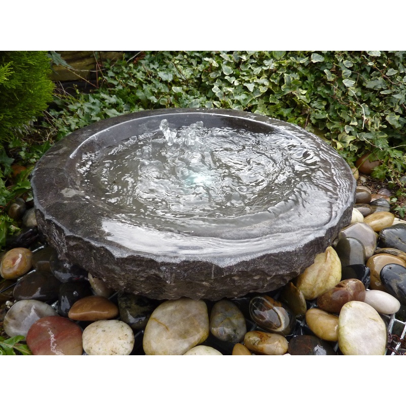Babbling Bowl Black Limestone Garden Water Feature 50cm