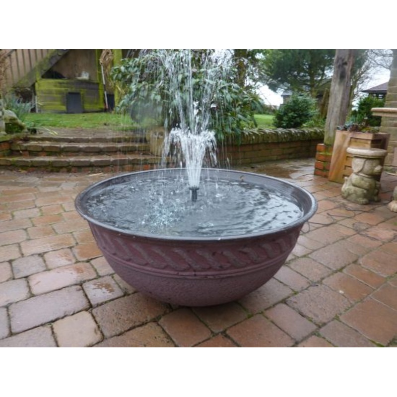 Lotus Bowl Dark Red Patio Pond Fountain Water Feature 80cm White LED's