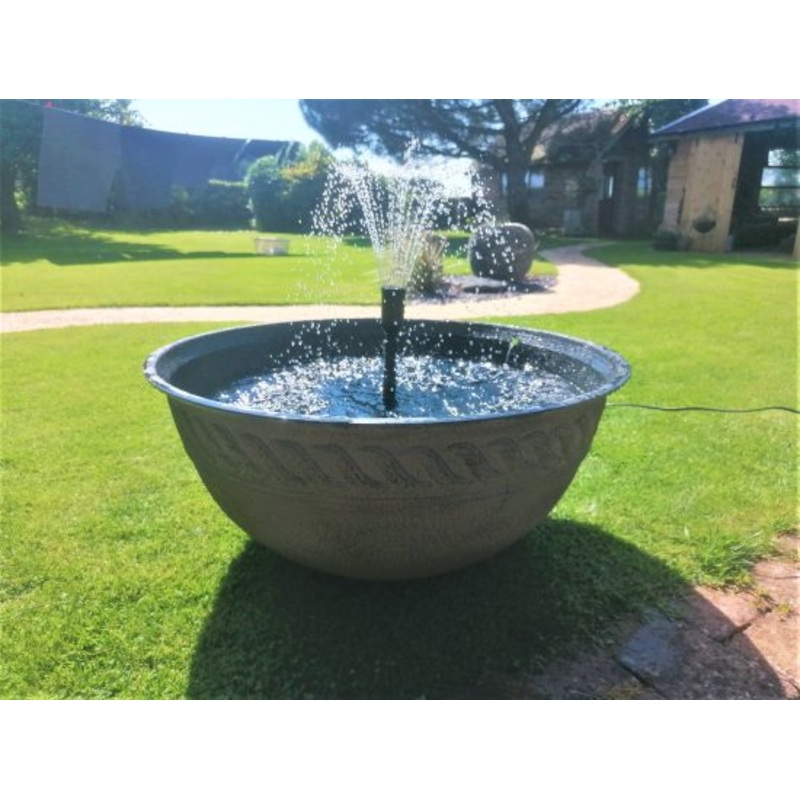 Lotus Bowl Sandy Patio Pond Fountain Water Feature 60cm White LED's