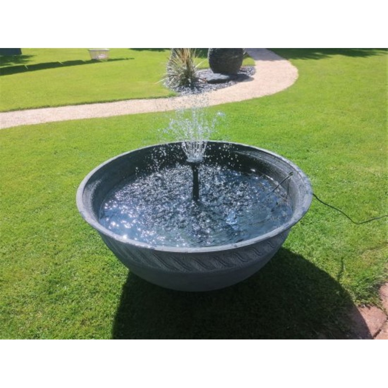 Lotus Bowl Storm Grey Patio Pond Fountain Water Feature 80cm White LED's