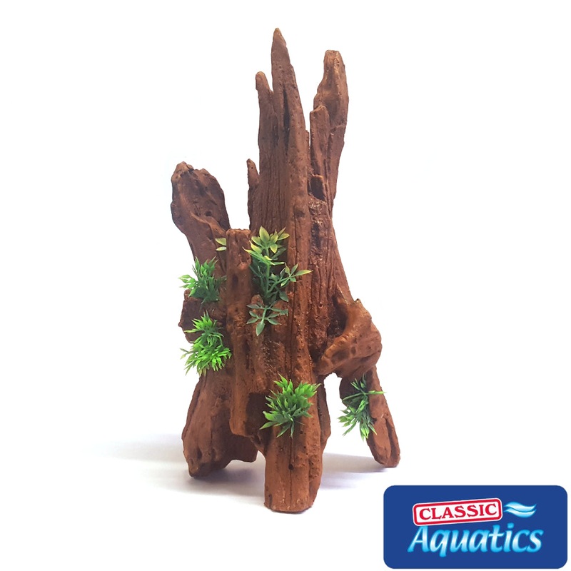 Classic Aquatics Driftwood Column w. Plants Ornament