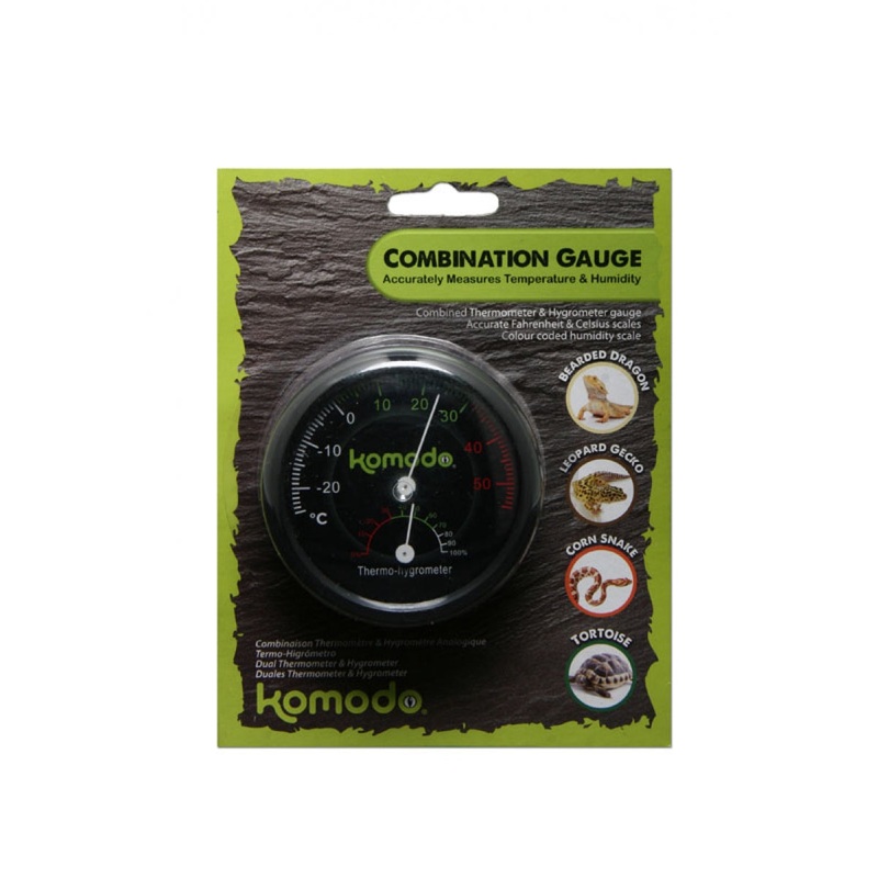 Komodo Combination Gauge Thermometer & Hygrometer Analogue