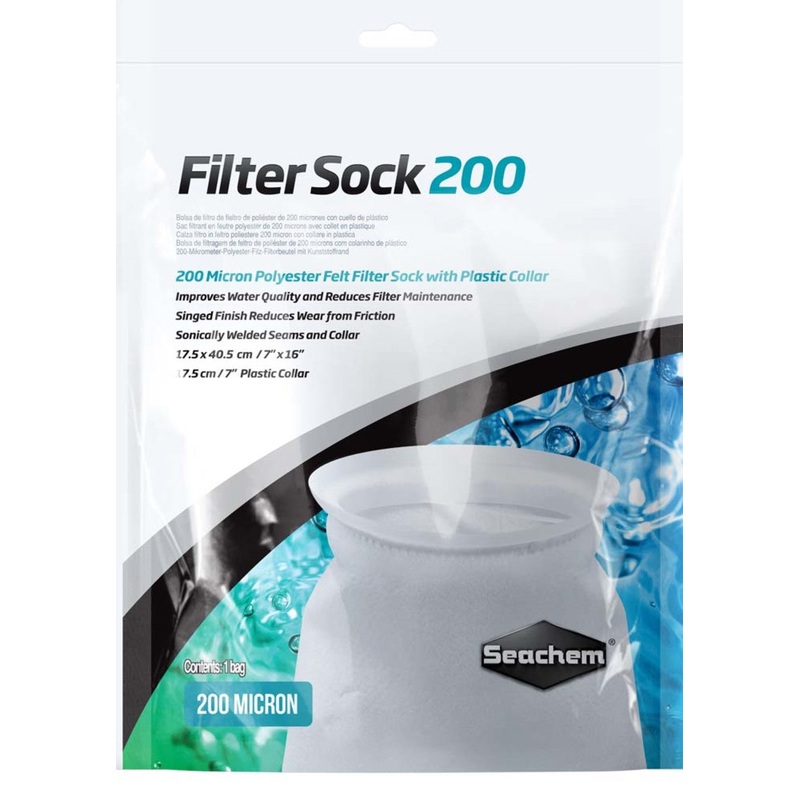 Seachem Filter Sock 200 Micron Welded 7" x 16"
