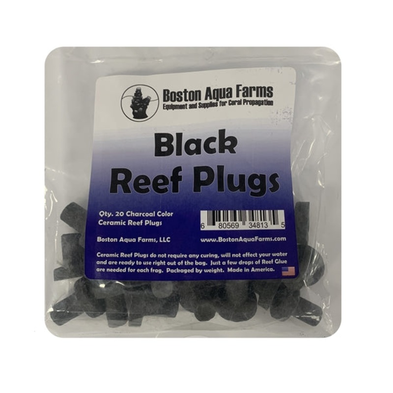 Boston Aqua Farms Ceramic Reef Plugs - 20 Per Bag- BLACK