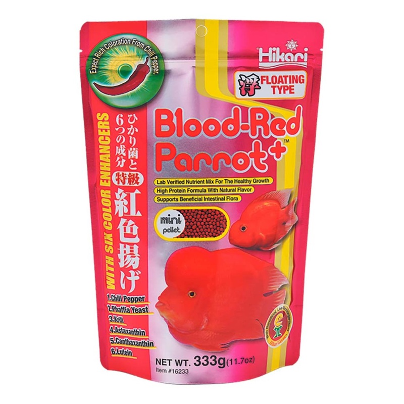 Hikari USA Blood-Red Parrot+ Floating Fish Food Mini Pellets - 11.7oz