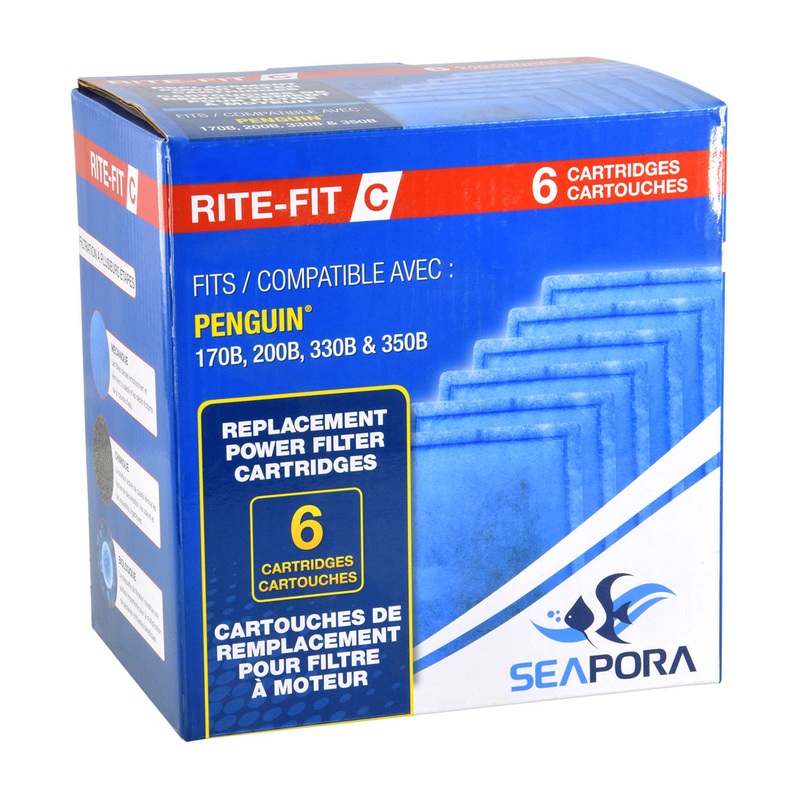 Rite-Fit C Cartridges for Penguin Power Filters - 170B/200B/330B/350B - 6 pk