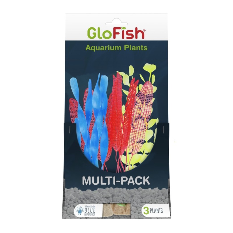 GloFish Aquarium Plant Multi-Pack Yellow/Orange/Blue, 1ea/1 MD/2 LG