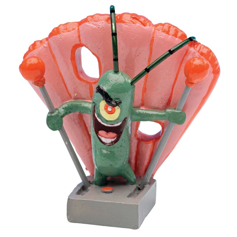 SpongeBob Plankton Aquarium Ornament Green, Pink, Grey - 2in