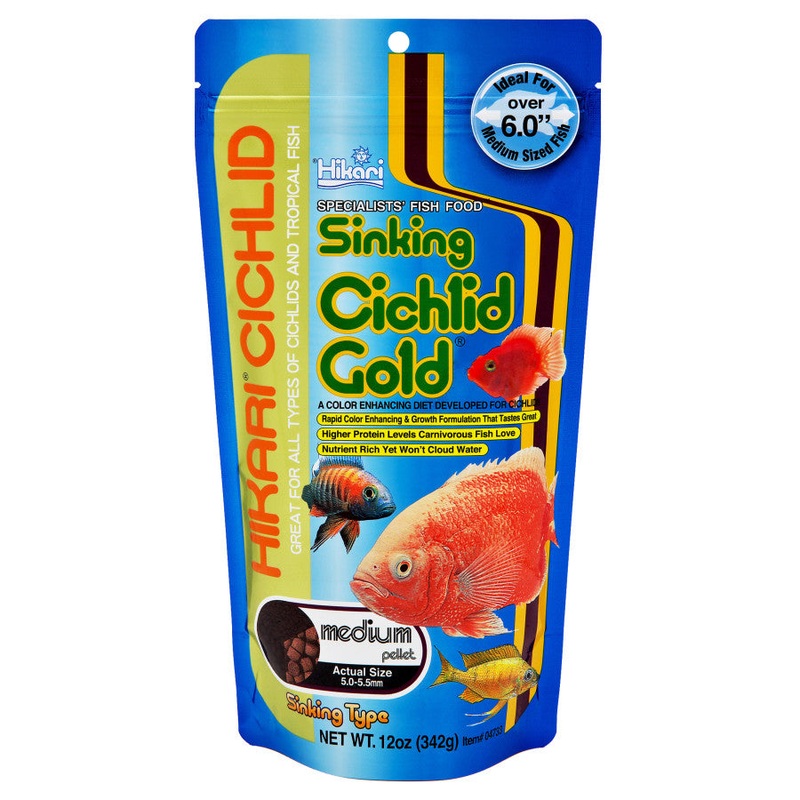 Hikari USA Cichlid Gold Sinking Pellets Fish Food - 12 oz