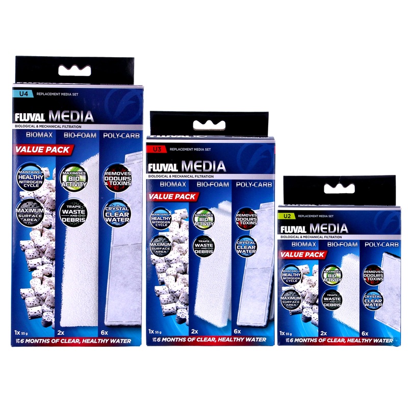 Fluval U Filter Media Value Pack U2 U3 U4 Internal Filtration Aquarium Fish Tank